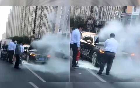 Китайский автомобиль загорелся на ходу