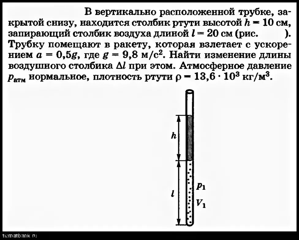 Определить высоту столбика ртути