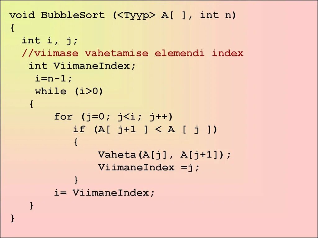 Void data. Тип данных Void в си. INT I. Void Bubblesort. INT N.