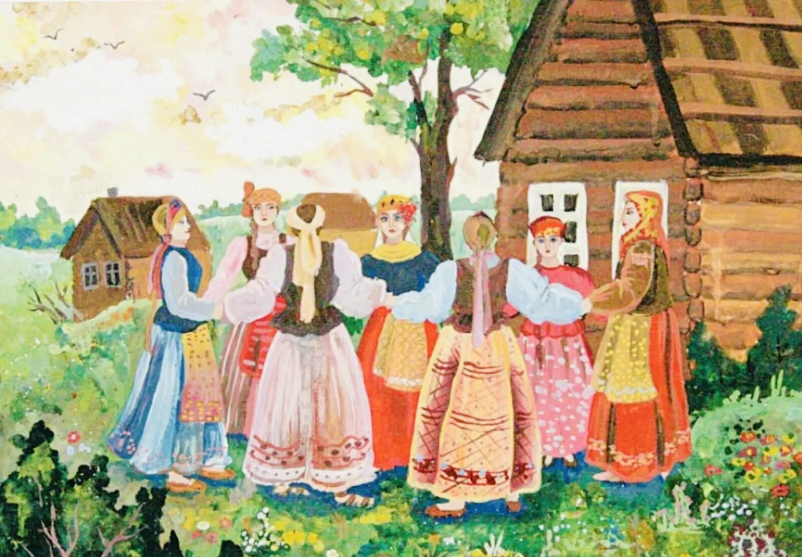 Русские народные картинки. Красная горка праздник русские народные праздники. Русские народные праздники иллюстрации. Красная горка в живописи русских художников. Хоровод рисунок.