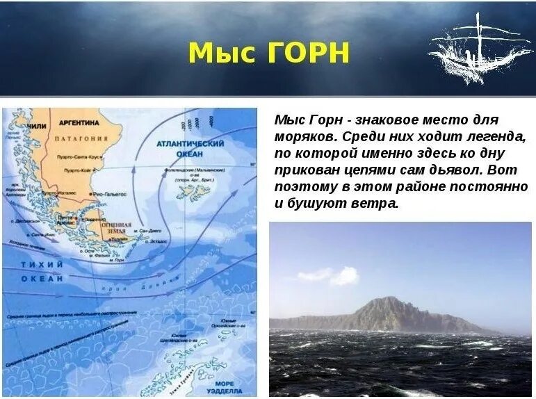 Крайние точки горн. 1616 Открыт мыс горн — крайняя Южная точка архипелага Огненная земля. Магелланов пролив и Огненная земля. Мыс горн пролив Дрейка. Магелланов пролив и пролив Дрейка.