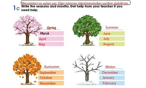 Write the names of the months then