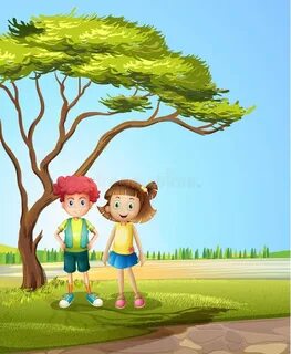 There children under the trees