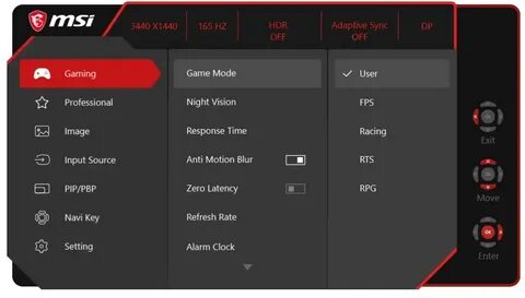 Настройка монитора msi