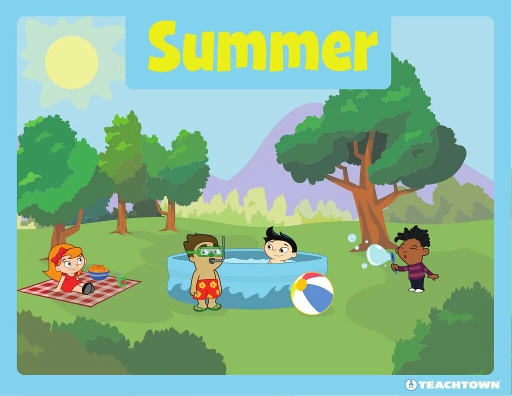 Describe seasons. Летние каникулы. Рисунок лето на английском. Картинка activities летом. Summer Flashcard.