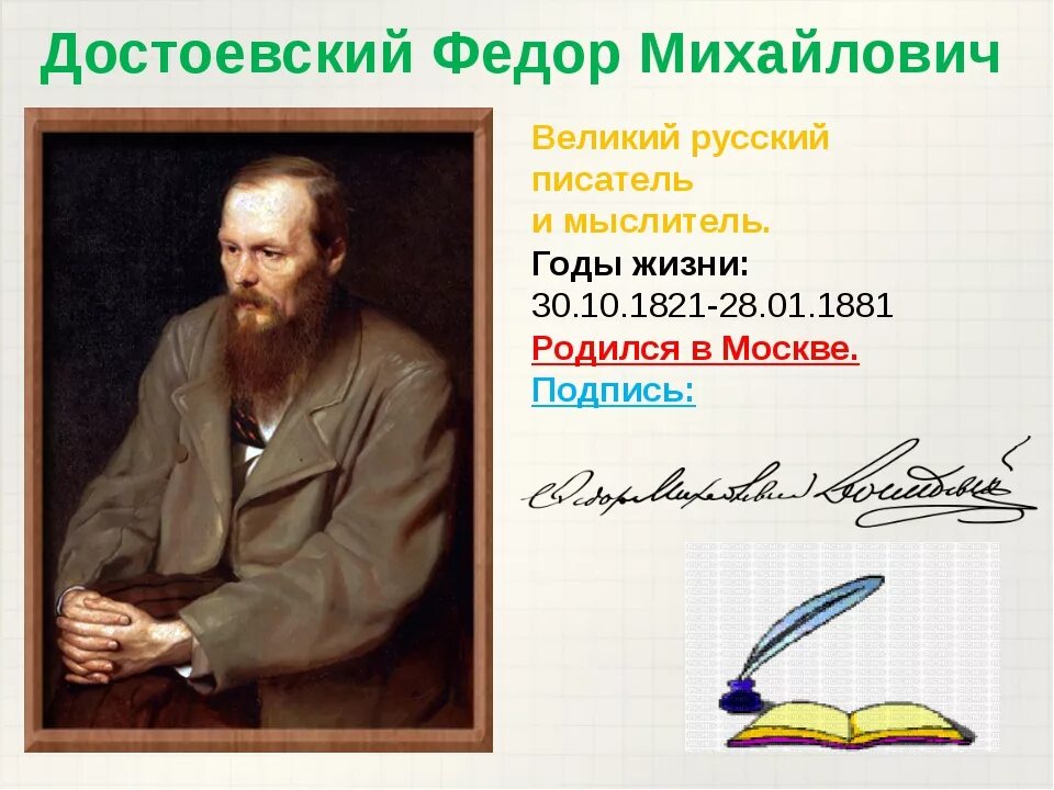 Ф м достоевский урок. Ф.м. достоевский русский писатель (1821—1881). федор достоевский русский писатель и мыслитель. 200-летию русского писателя федора михайловича достоевского. федор михайлович достоевский годы жизни.