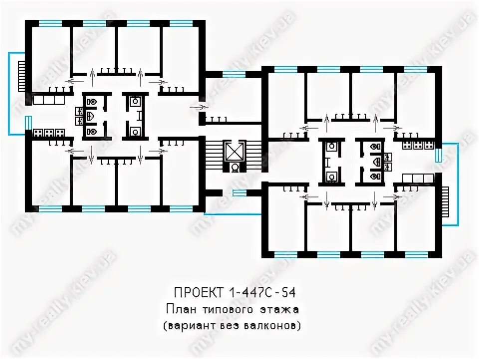 Проект серия 1 447 Скачать Типовой проект 1-467А-17 Альбом I. Часть 1. Чертежи здания выше отм. 0.0
