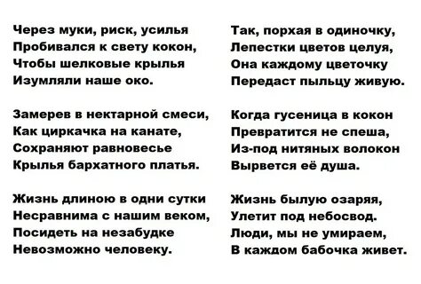 Стих про мотылька