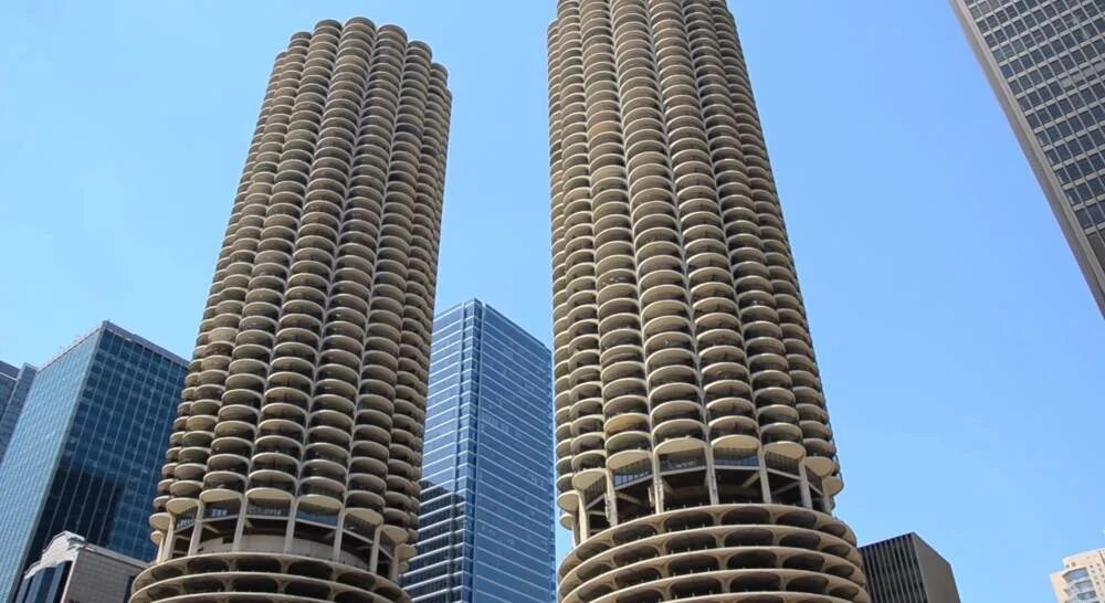 Современная архитектура чикаго. Marina city. Небоскреба marina city. Marina city. Многоэтажная парковка в чикаго.