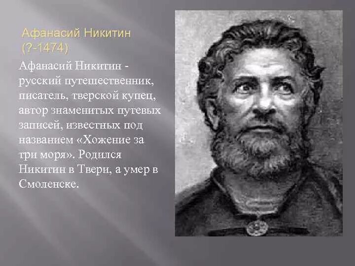 Русский путешественник писатель тверской купец. Великие русские путешественники Никитин.