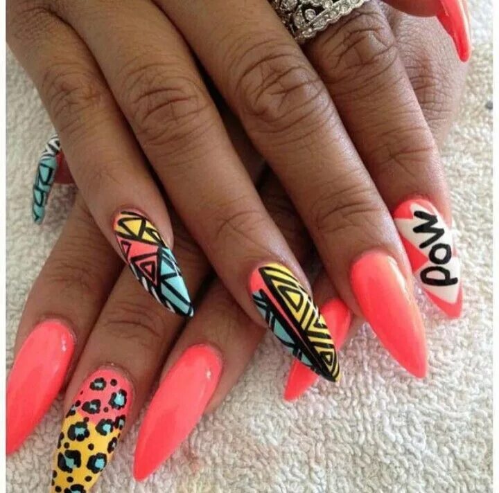 Pin on Decoración de fiestas infantiles Coachella nails, Neon nail designs, Coff