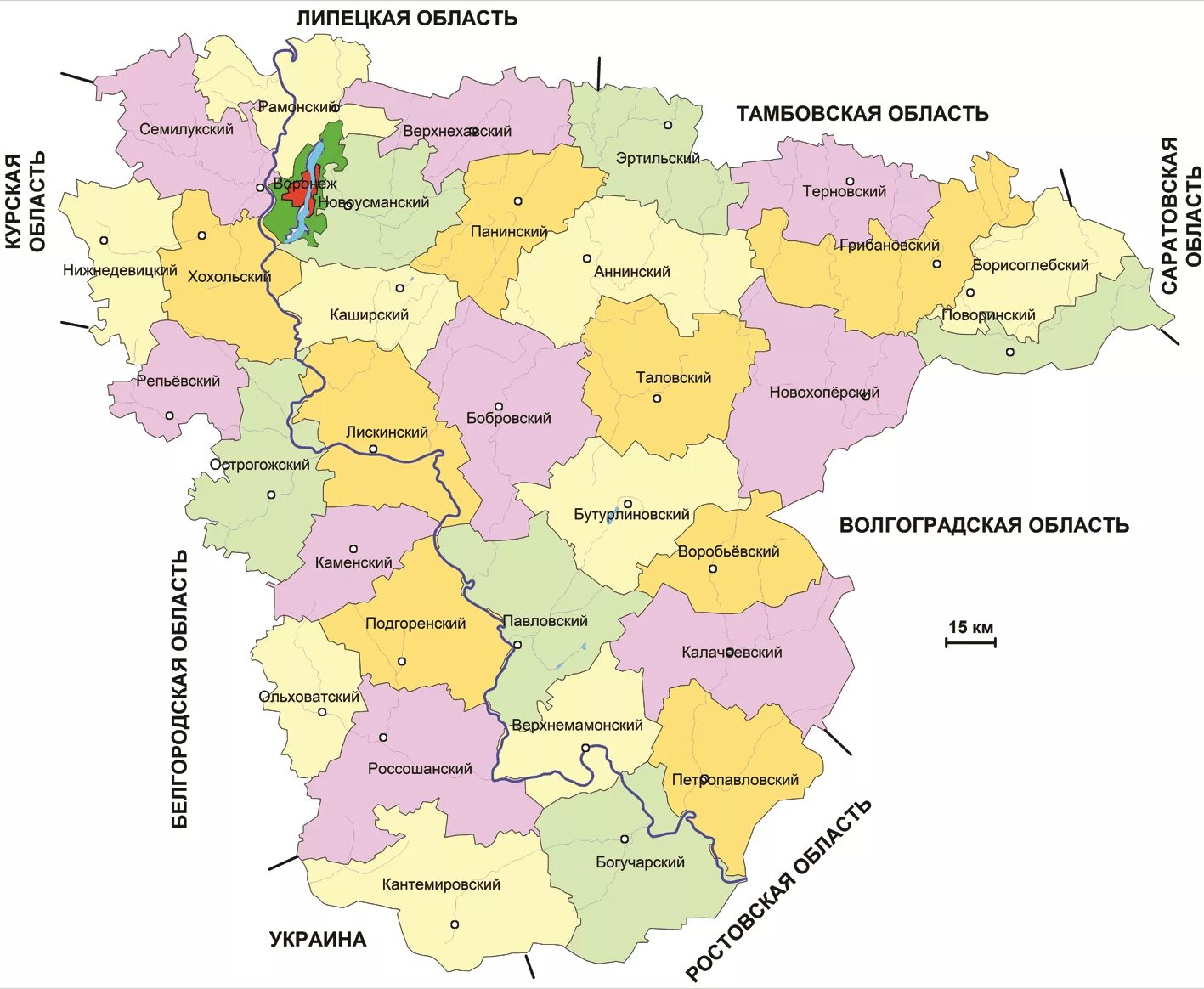 Карта Воронежской обл с районами. Карта Воронежской области карта районы. Карта Воронежской области с районами. Индекс рамонского района воронежской области