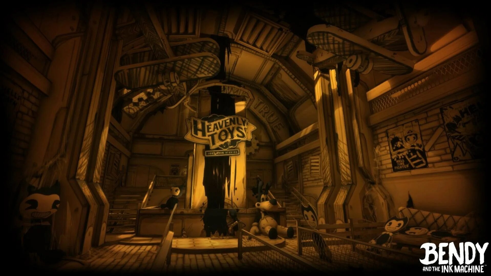 Bendy and the Ink Machine 3 глава. БЕНДИ И чернильная машина глава 3 локации. BATIM 3 глава. Локации из игры Bendy and the Ink Machine. Чернильная машина читы