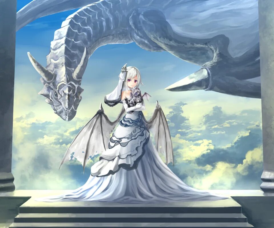 Невеста дракона против. Дракон арт. Принцесса с крыльями. Девочка и белый дракон. Фэнтезийные колонны арт.