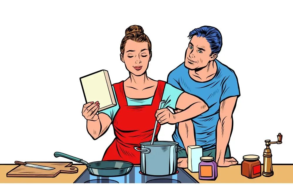 Пара готовит вектор. Wife вектор. Жена готовит поп-арт для фотошопа. Рисунок жена требует кухню.