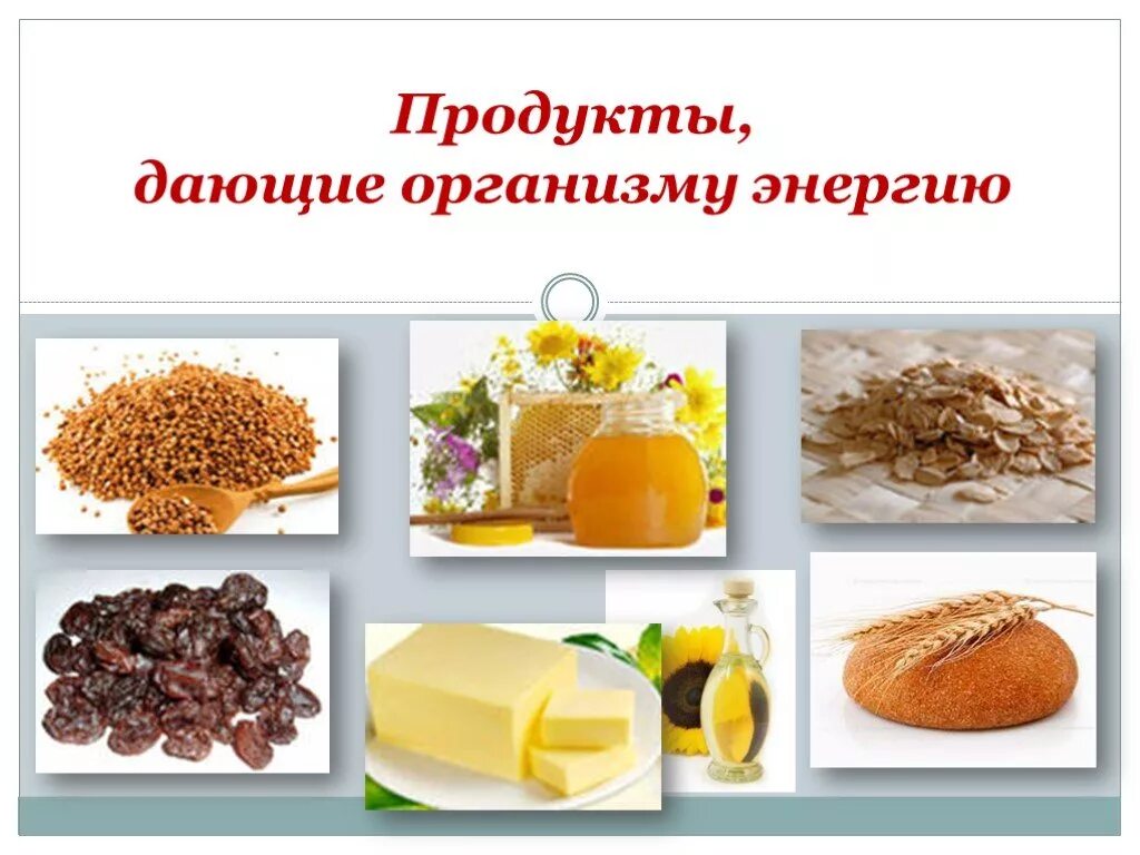 Продукты дающие энергию организму