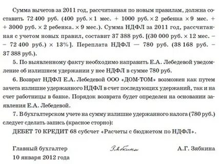 Почему излишне удержан ндфл