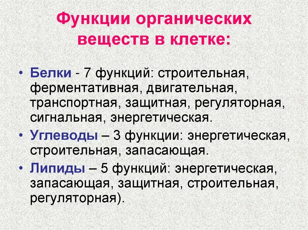 Основная функция органических веществ