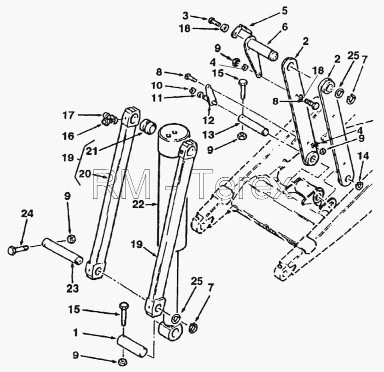 Тяга экскаватора. Втулки крепления поворотных цилиндров Терекс ТЛБ 825. Механизм подъема сидения TLB 825. Цилиндр опрокидывания ковша Terex TLB 825. Рычаги управления переднего ковша экскаватор погрузчик Терекс 860.