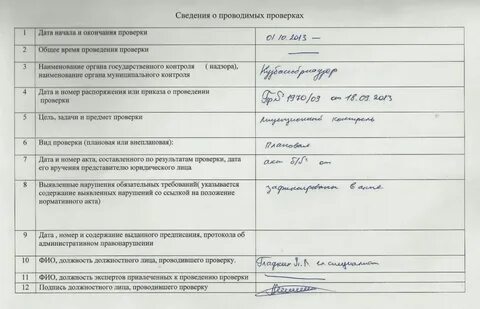 Как заполнять журнал проверок юридического лица
