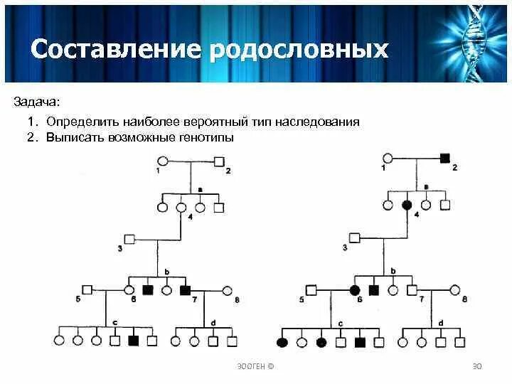 Наследственные заболевания задачи. Задачи на родословную по генетике типы наследования. Наследственные болезни задачи по генетике. Определить наиболее вероятный Тип наследования. Родословная задача по генетике.