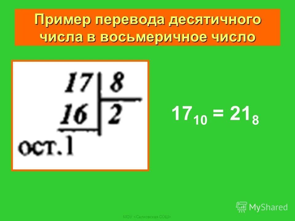 Переведите десятичное число 58