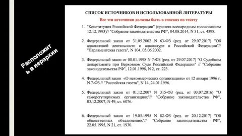 Иерархия списка литературы