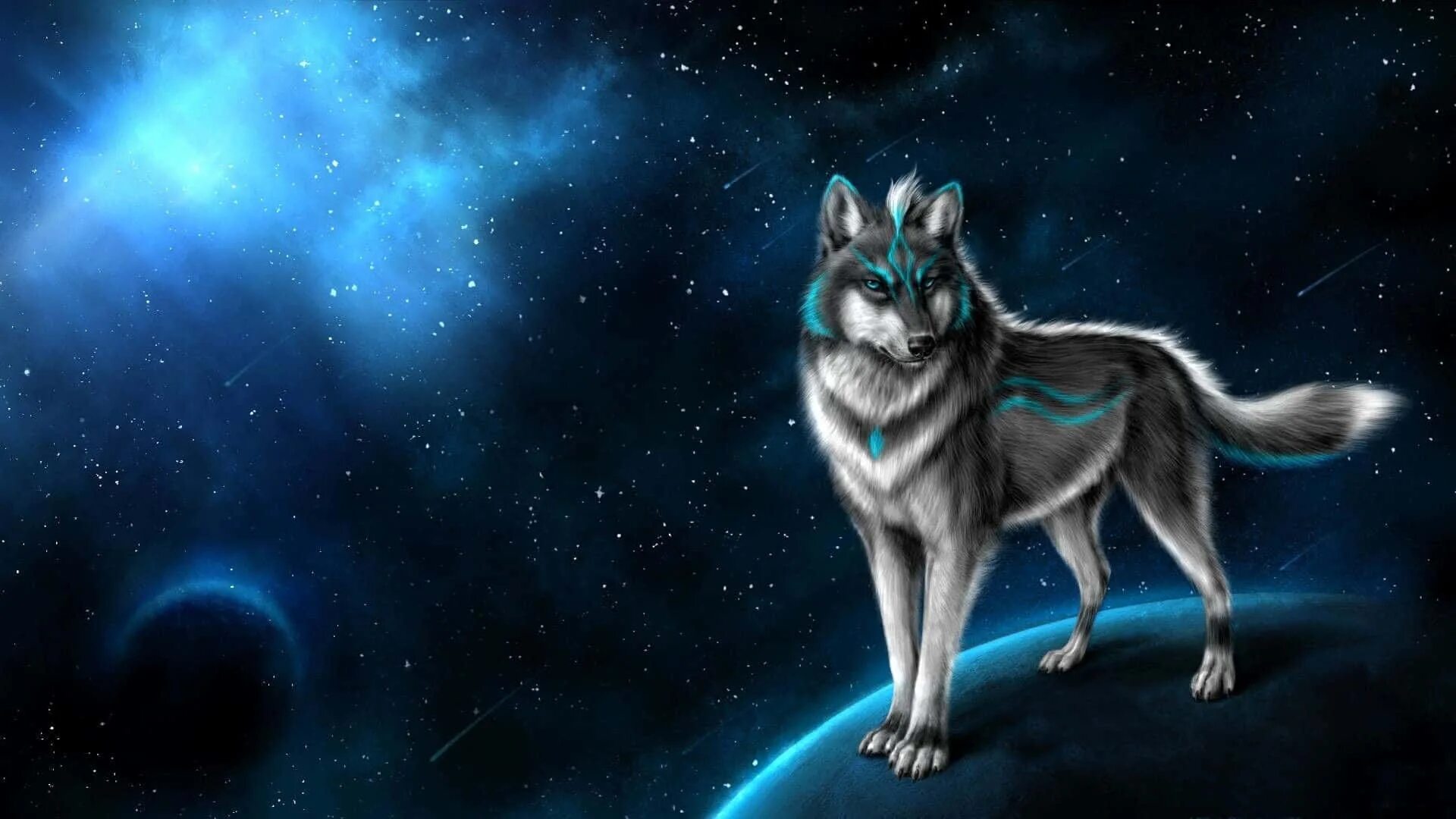 Wolf gaming wallpapers. Download Mystical Wolf Outer Space Wallpaper.
