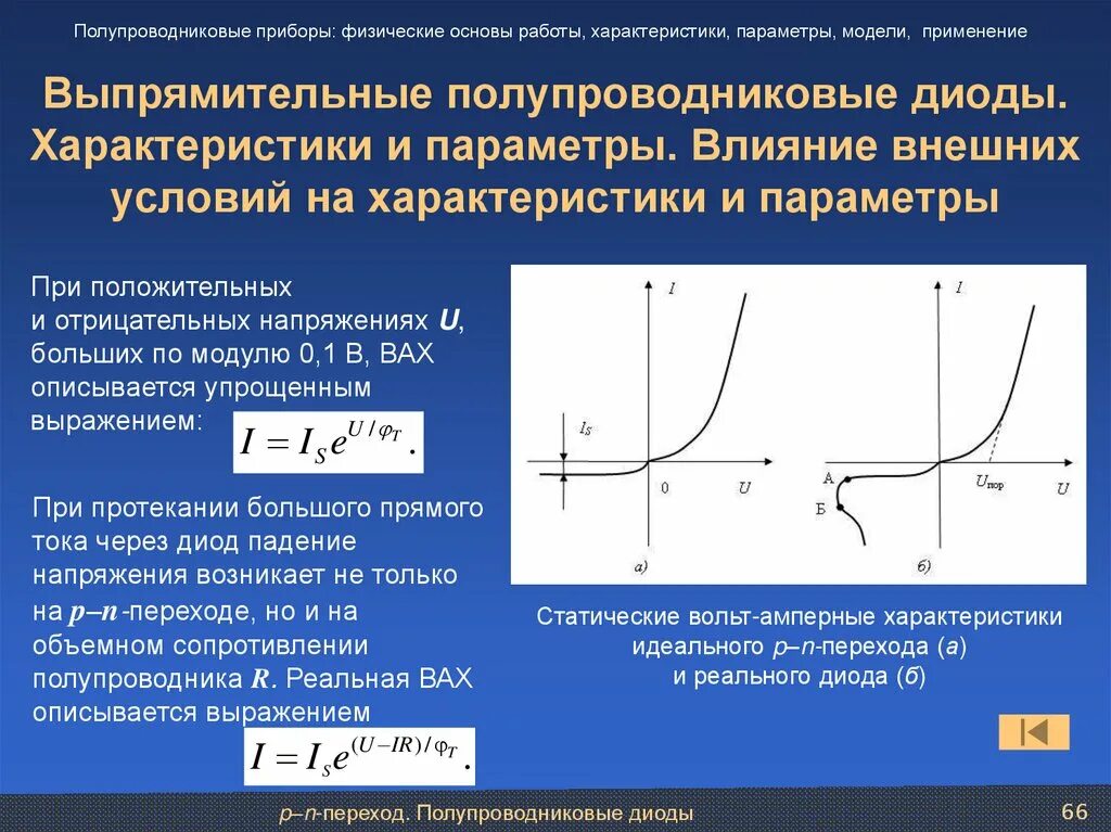 Пробой полупроводникового диода. Вольт амперная характеристика выпрямительного диода. Описание вольт амперной характеристики выпрямительного диода. Выпрямительные диоды вах параметры конструкция. Статические параметры выпрямительного диода.