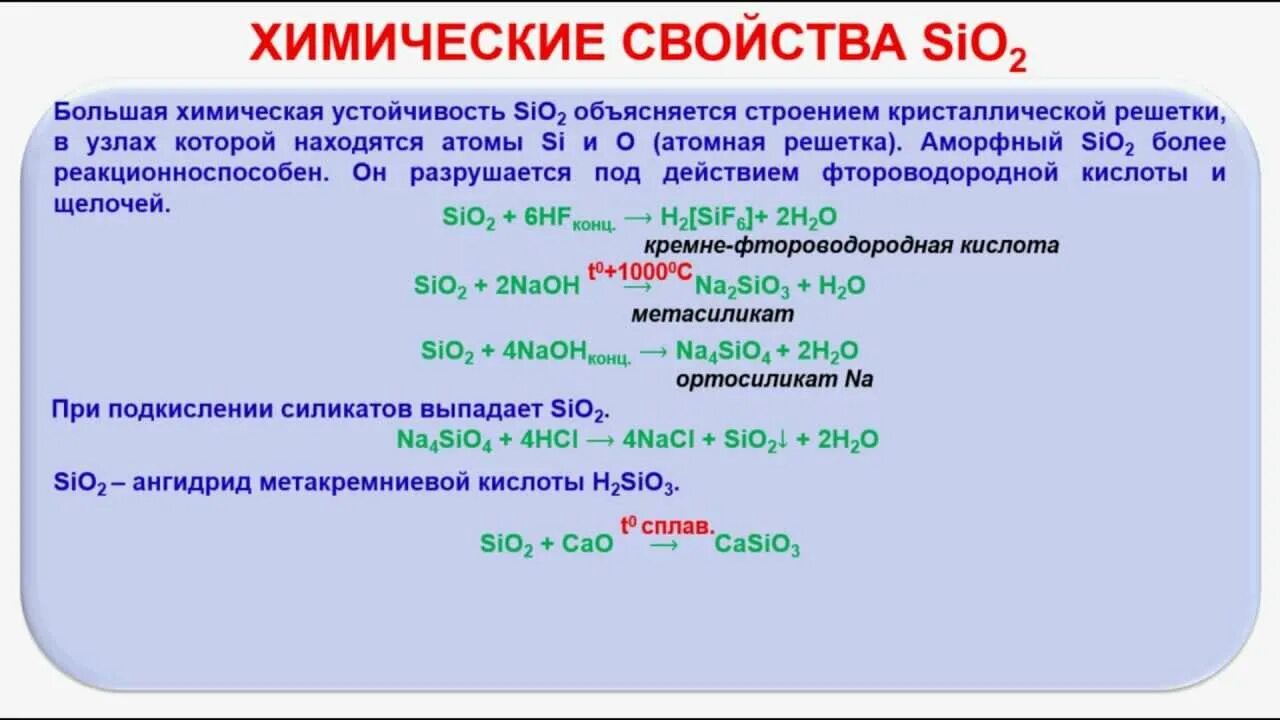 Sio2 окисления