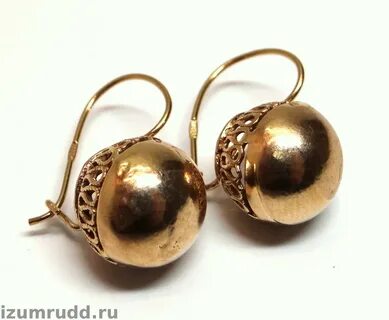 Серьги золотые шары с сеткой