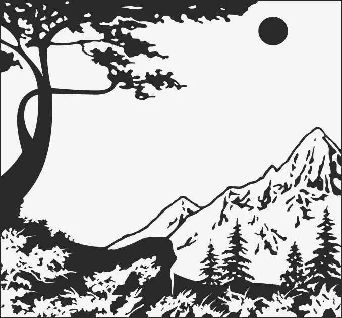Силуэты природы. Раскраска природа для детей. Силуэтный пейзаж. Силуэтный пейзаж. Трафареты пейзажей природы.