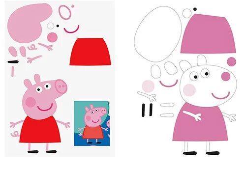 бумажная фигурка свинья. свинка. бумага из пеппа. свинка пеппа одеваться. свинка пепа расскраска.