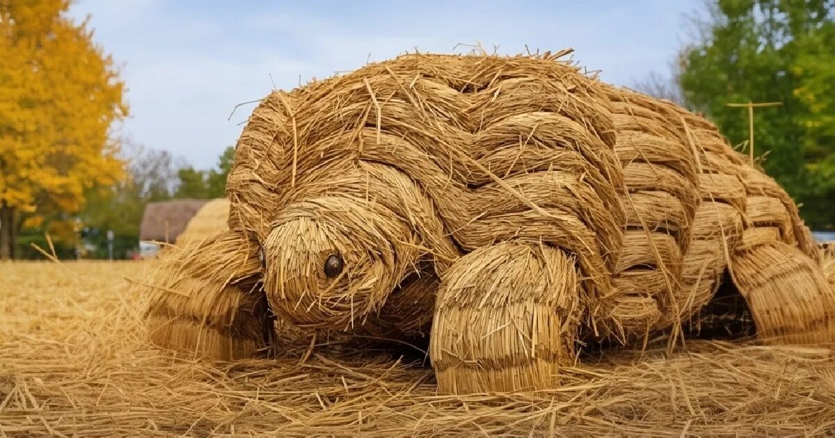 Куст соломы. Фигуры из соломы. скульптуры из соломки. арт объект из соломы. фестиваль солома.