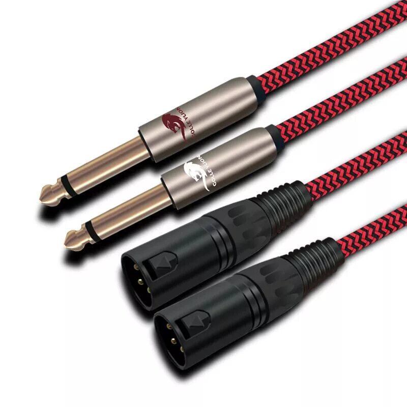 Кабель aux canon. Jack 6. 3. 5) vip white. Аудиокабель штекер штекер.