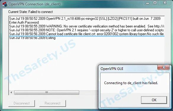 Ошибки OPENVPN. Что делать если не работает впн. Опен впн не включается. Anabel to establish the VPN connection the VPN Server May be unreachable перевод на русский. Что означает failed