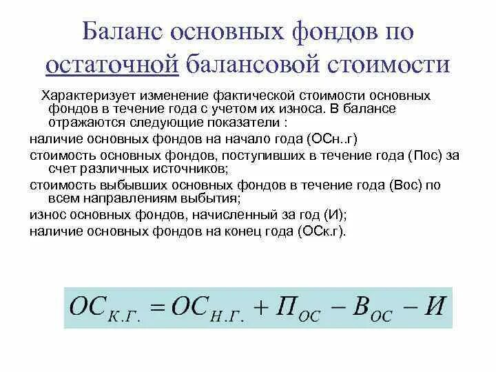 Остаточная балансовая стоимость на конец года