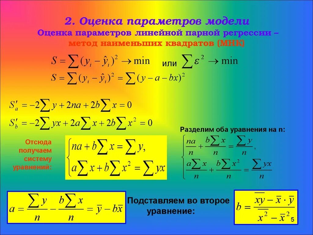 Оценка модели регрессии. Парная линейная регрессия формулы для оценки параметров. Формулы МНК для парной линейной регрессии.. Линейная модель парной регрессии и метод наименьших квадратов. Параметры линейной модели парной регрессии.