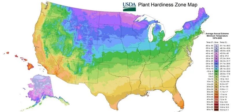 Зона зимостойкости 4. Зона зимостойкости 7. USDA зоны. Карта зон USDA.