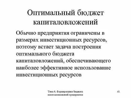 Оптимальный бюджет
