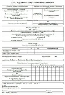 Обменная карта роженицы и родильницы