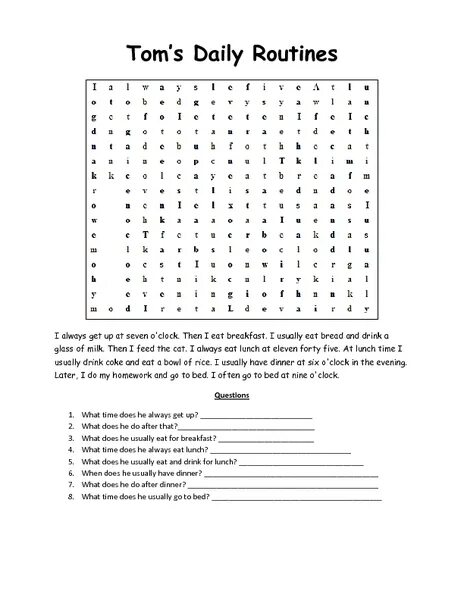 Daily routine огэ. Daily routine wordsearch. tom&#039;s daily routine ответы. daily routine words. routine wordsearch.