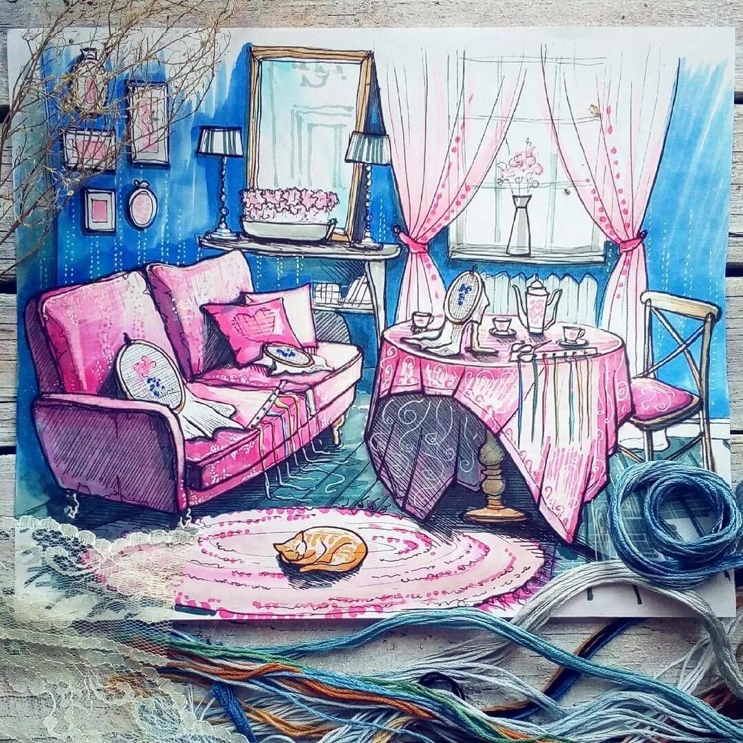 Спальня акварель. Интерьер рисунок. "интерьер дома в пулкове" акварель а. Интерьер рисунок. Комната акварель.