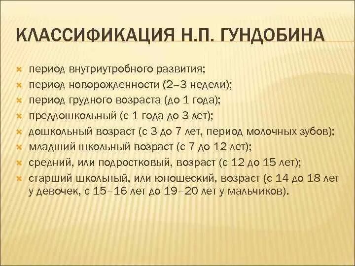 Возрастная периодизация Гундобина. Классификация периодов детства по Гундобину. Периоды детского возраста Гундобина. Периодизация детского возраста по Гундобину н.п..