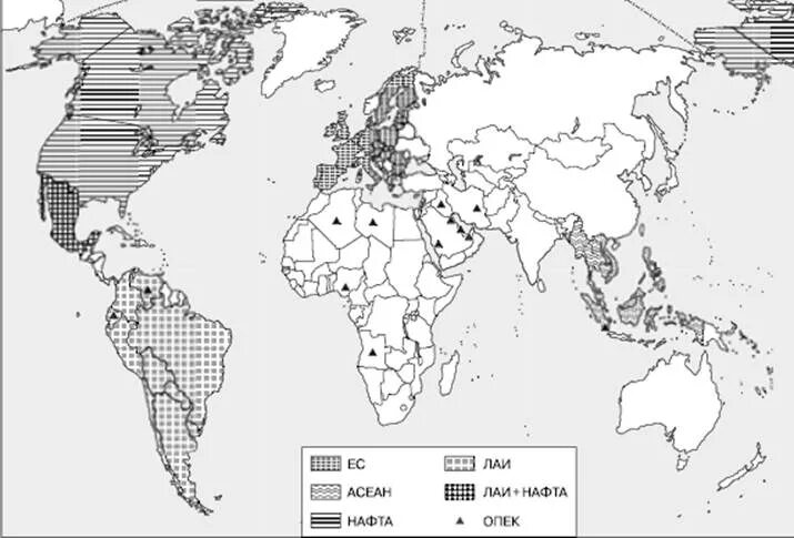 Контурная карта Международная экономическая интеграция. Международная экономическая интеграция стран на карте.
