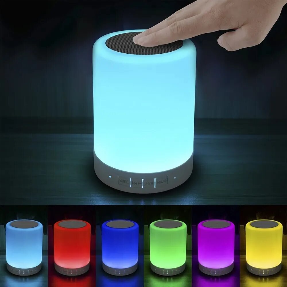 Портативная колонка с подсветкой 7 цветов. Колонка ночник cl671. touch lamp portable speaker cl-671. колонка smart lamp with speaker. сенсорная колонка led с bluetooth sh-18 роскотренд.