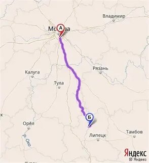 Липецк на карте от москвы сколько