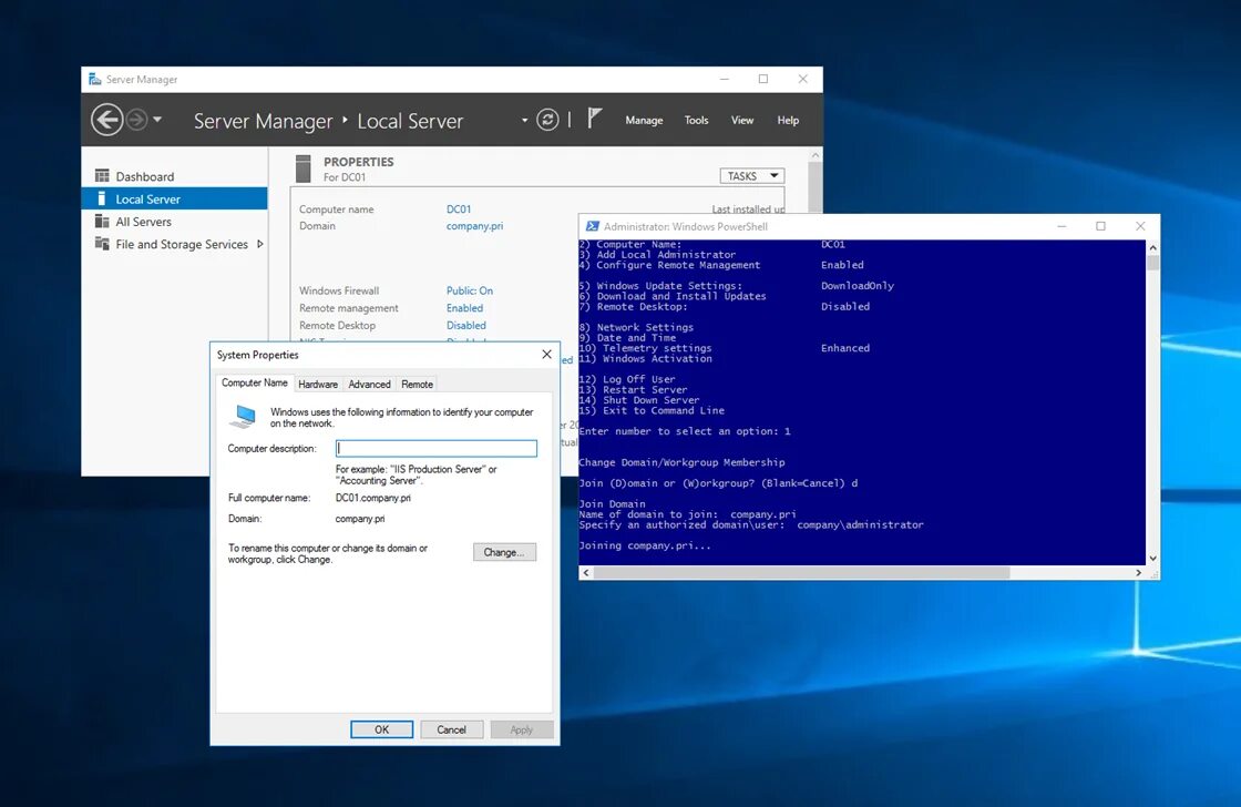Server 2016 домен. Файловый сервер на Windows Server 2016. Active Directory Windows Server 2016. POWERSHELL Windows Server 2016. Windows Server 2016 Core.