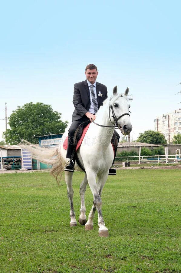 Riding on a white