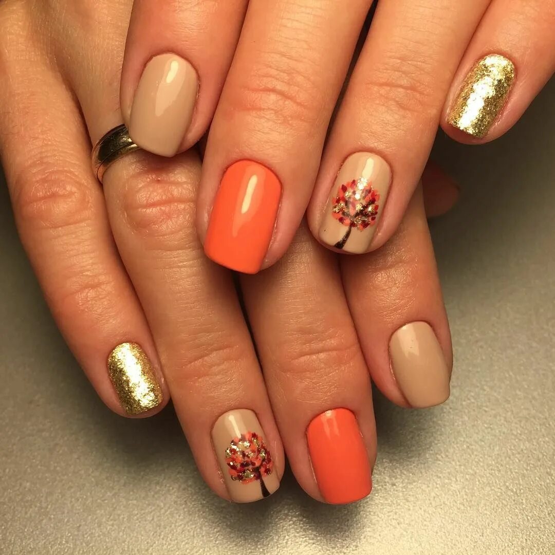 100 модных новинок: Маникюр на короткие ногти 2019 - фото, тренды Fall gel nails